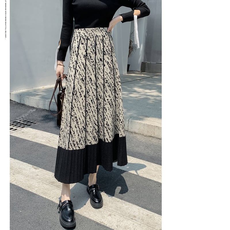 [Kaederin Series] ★Knit Skirt★ 3color Bottoms Slimming Elastic Waist Stylish Black Gray Light Brown