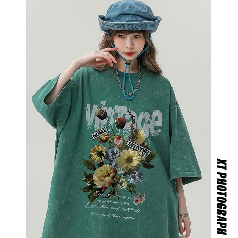 [SENSU Series]★T-shirt★ Tops 4color Unisex Men's Retro Loose Summer Clothes Short Sleeve T-shirt SML XL 2XL