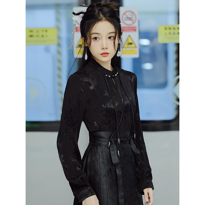 [BABA Series]★China Style Skirt★Maki Skirt, Hanfu Skirt, Women's, Improves Temperament, Black, Black