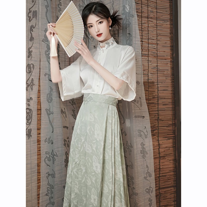 [EQINGDIAO Series]★China style skirt★Bottoms Window skirt Chinese elements Chinese clothing skirt Green Green Easy to match