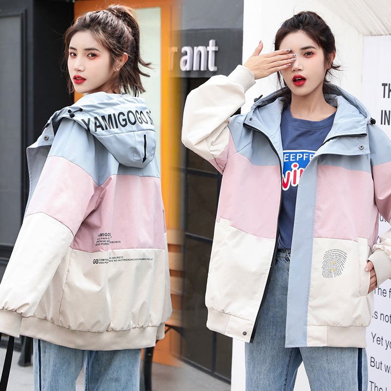 [JJRL Series] ★Jacket★ 2color outerwear Color scheme Stylish Casual Pink Gray Easy to match