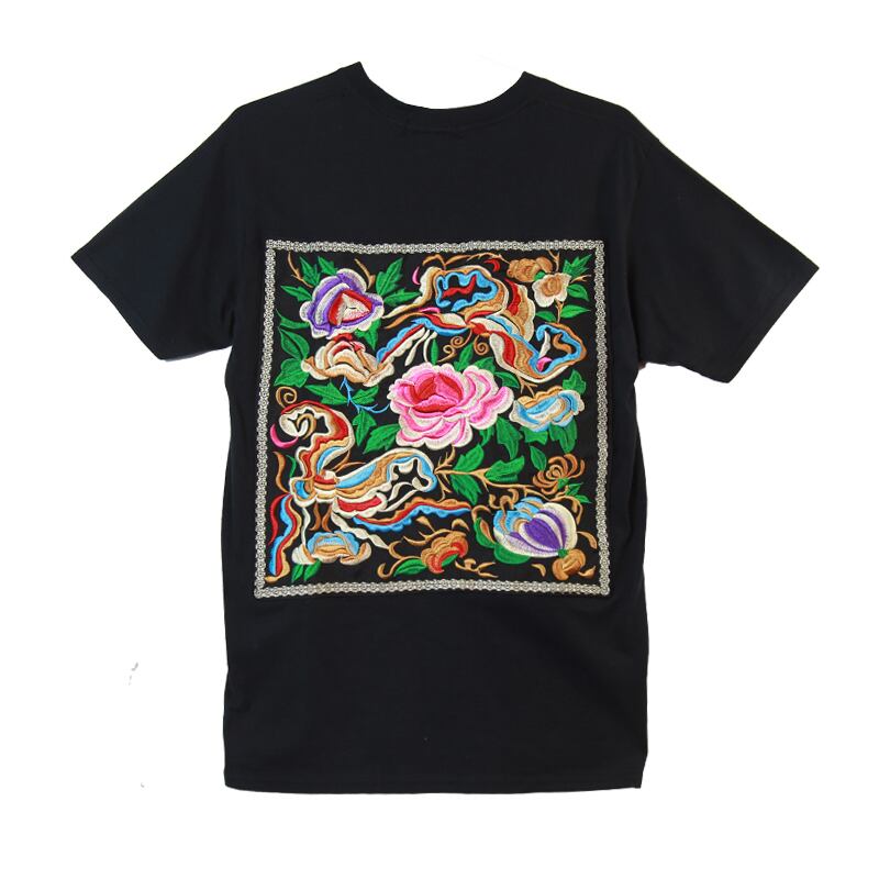 [Yang's Great Dream Series] ★Chinese style T-shirt★ Tops Embroidery Ethnic Style Black Black Short Sleeve T-shirt Original