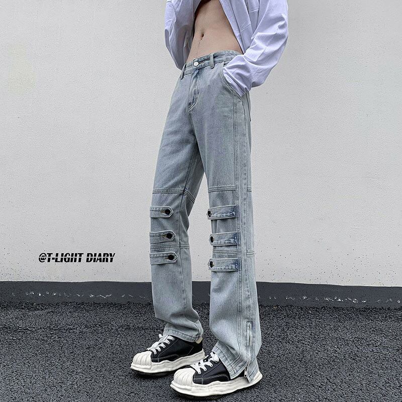 [YOILIN Series] ★Denim Pants★ Casual Pants 2color Unisex Men's Large Size Blue Black