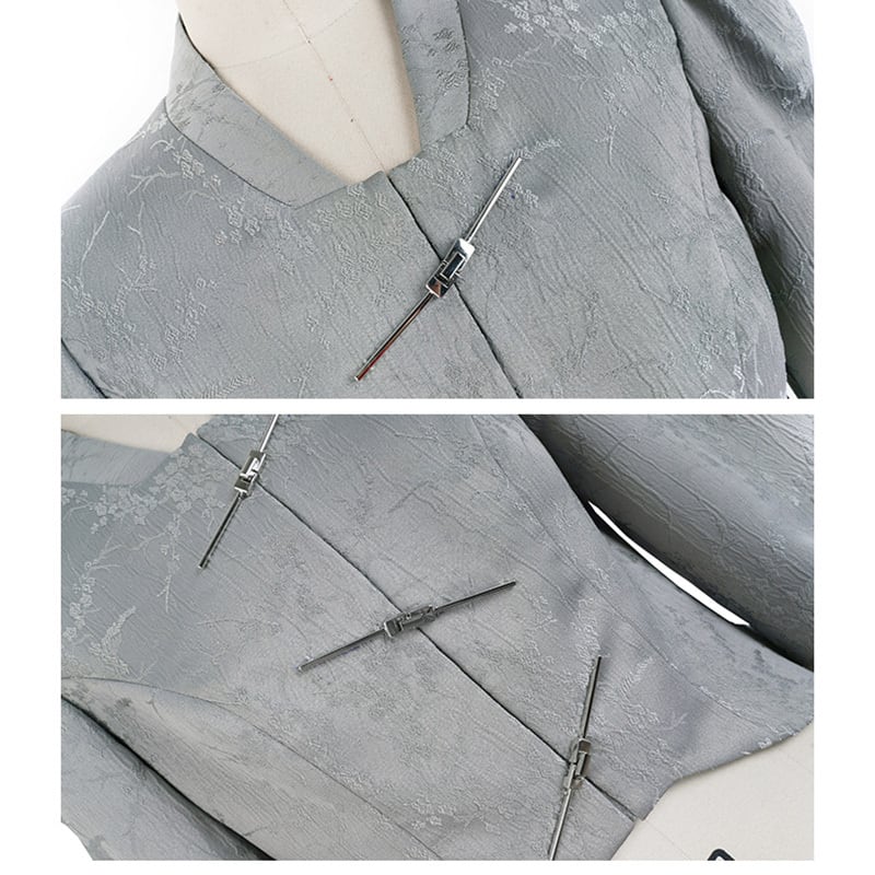 [Big Blue Dragon Series] ★China style outerwear★ Mini length with design Original Gray Gray Improves temperament