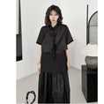 Load image into Gallery viewer, [YIDAO Series]★Setup★ 2-piece set, top and bottom set, black, slimming, fashion, loose
