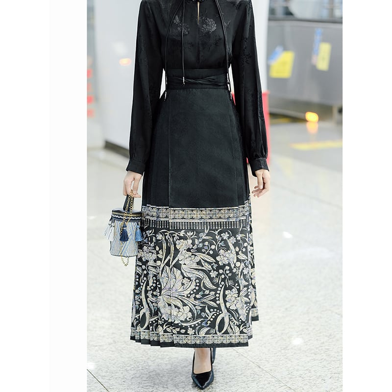 [BABA Series]★China Style Skirt★Maki Skirt, Hanfu Skirt, Women's, Improves Temperament, Black, Black