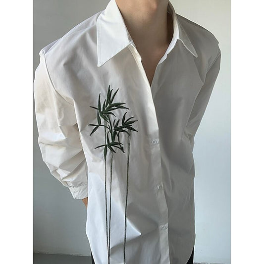 [QUANYI Series]★China style shirt★ Tops Bamboo Bamboo embroidery Unisex Men's White White Simple