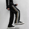 Load image into Gallery viewer, [Leonbinno Series] ★Pants★ Newly added brushed lining type Casual pants Slit Vertical stripes Striped pattern Black Black ML XL 2XL
