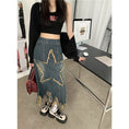 Load image into Gallery viewer, [OURI Series]★Denim Skirt★ Long Skirt Bottoms Large Size Star Star Fashionable Wear
