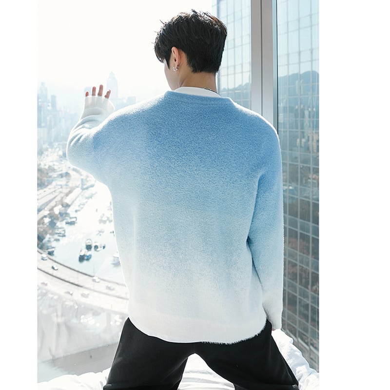 [CHICERRO series] ★Sweater★ 3color tops Color scheme gradation Unisex S M L XL Easy to match