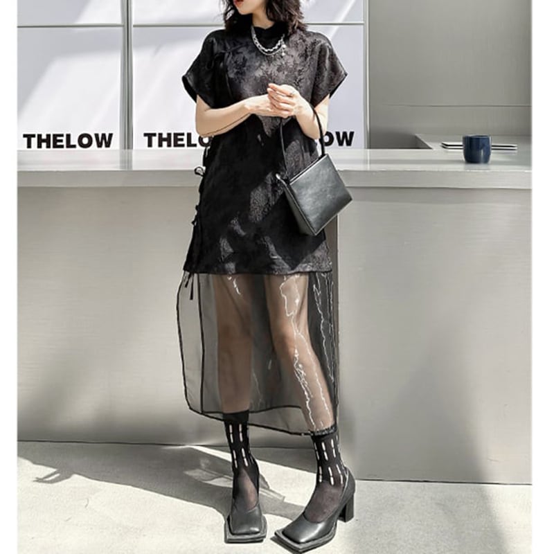 [YIDAO Series]★China-style dress★ Daily wear Chinese clothing Black Black Improved Chinese dress