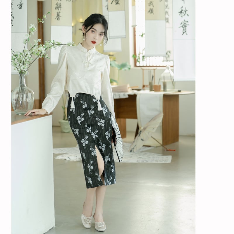 [love culture series] ★Chinese style setup★ 2-piece set Tops Skirt Slimming Chinese clothes Date SML