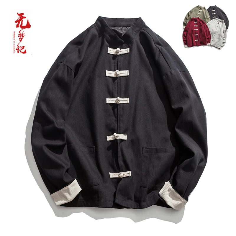 [No Dream Series]★China style jacket★ 4color outerwear stadium jacket unisex men's large size black green red