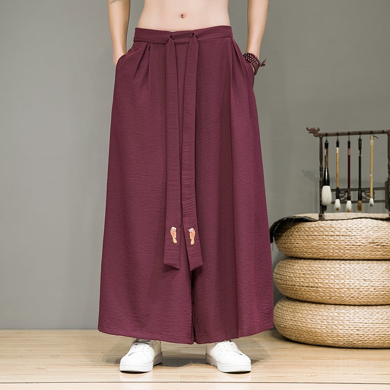 [Small Trouble Series]★China Style Pants★ 5color Bottoms Unisex Men's Large Size Gaucho Pants