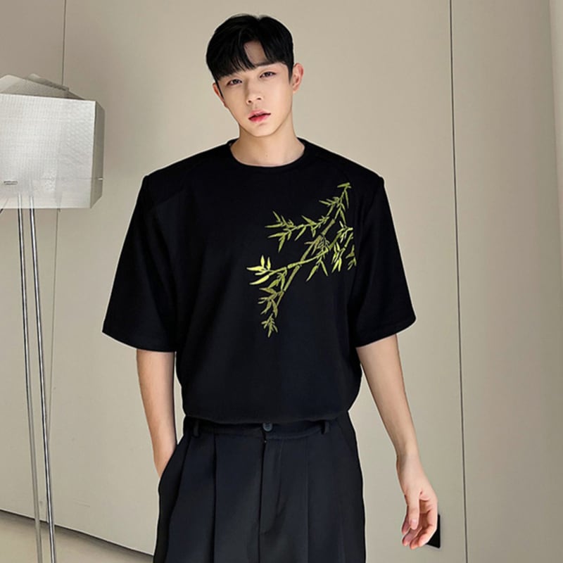 [ZHUIYI Series]★China style T-shirt★ 2color tops unisex men's bamboo short sleeve shirt black white ML XL