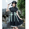 Load image into Gallery viewer, [Shukunsho Series] ★Chinese style dress★ Improved cheongsam dress Black Black Hanfu dress
