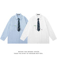 Load image into Gallery viewer, [MOISHE TIDE Series]★Shirt with tie★ 2color tops, long sleeve shirts, easy to match, unisex, men's, white, blue
