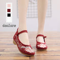 Load image into Gallery viewer, 4 colors, embroidered shoes, handmade shoes, Chinese shoes, Chinese style buttons, size 35-41, white, pink, wine red, black, 3cm heel
