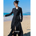 Load image into Gallery viewer, [Da Qinglong Shu Series] ★Chinese style dress★ Chinese clothing original black black slimming slit sexy
