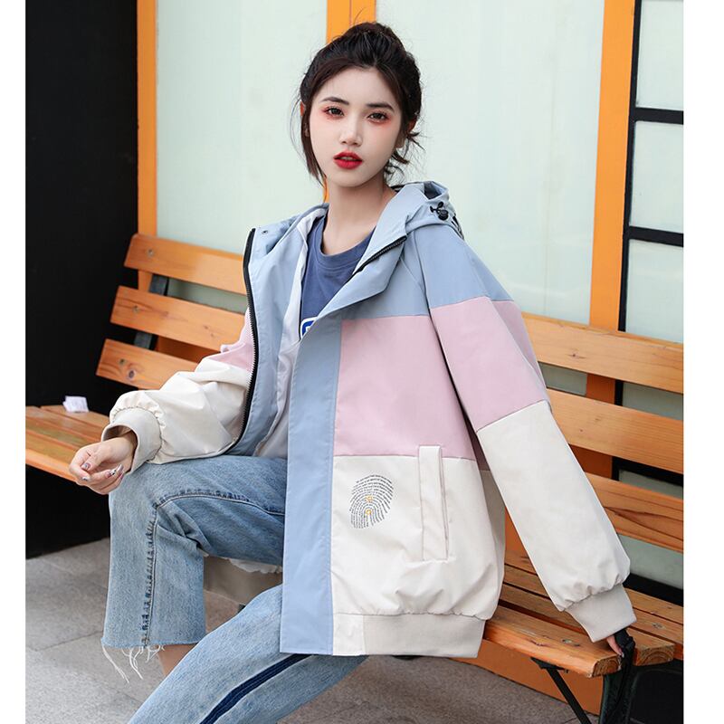 [JJRL Series] ★Jacket★ 2color outerwear Color scheme Stylish Casual Pink Gray Easy to match