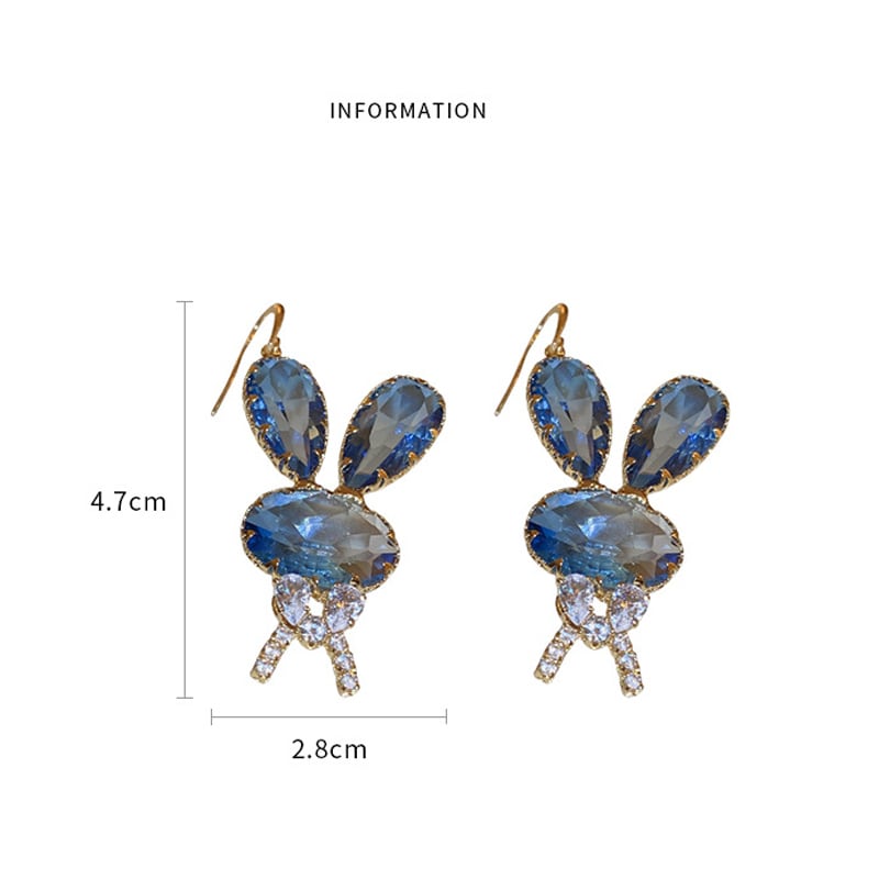 [Kairin Series] ★Earrings★ Earrings Pair Ladies Accessories Rabbit Rabbit Blue Blue Cute