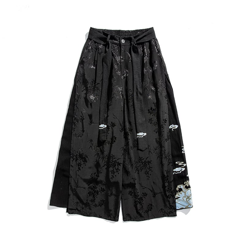 [JUNYI Series] ★Chinese-style pants★ 2 colors Gaucho pants, unisex, men's, black, white, large size