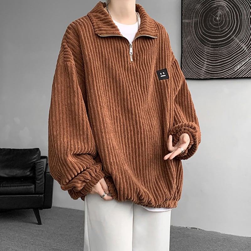 [KADISHOU Series] ★Tops★ 3color Corduroy Unisex Men's Large Size Casual Black Gray Coffee Color