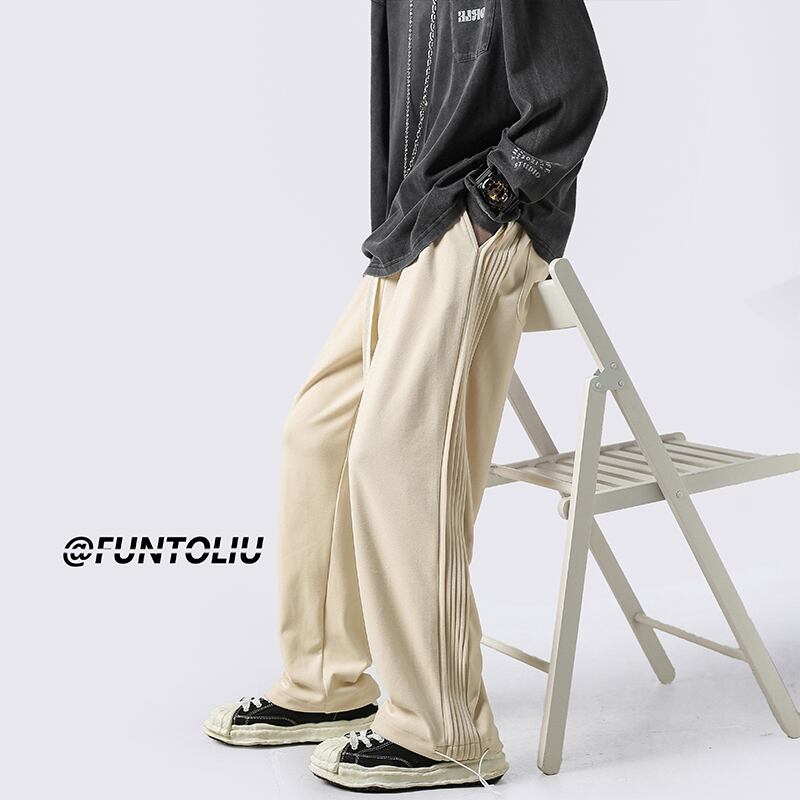 [PPG Series]★Casual Pants★ 3color Bottoms Trousers Unisex Men's Black Apricot Gray