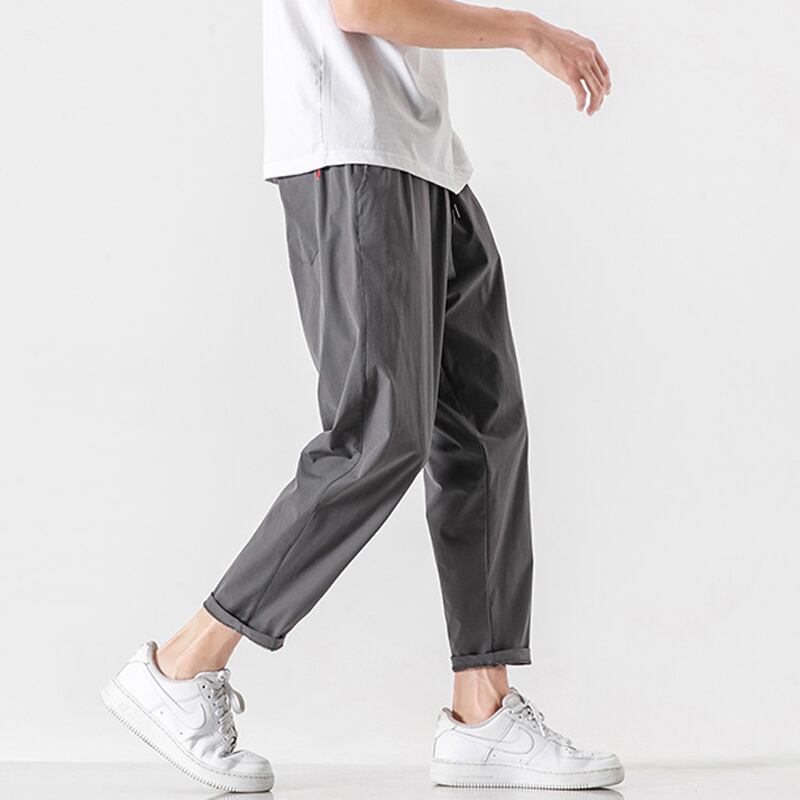 [BIGEMAN Series] ★Casual Pants★ 2color, 9/4 length bottoms, pants, unisex, men's, large size, black, gray, slimming fit