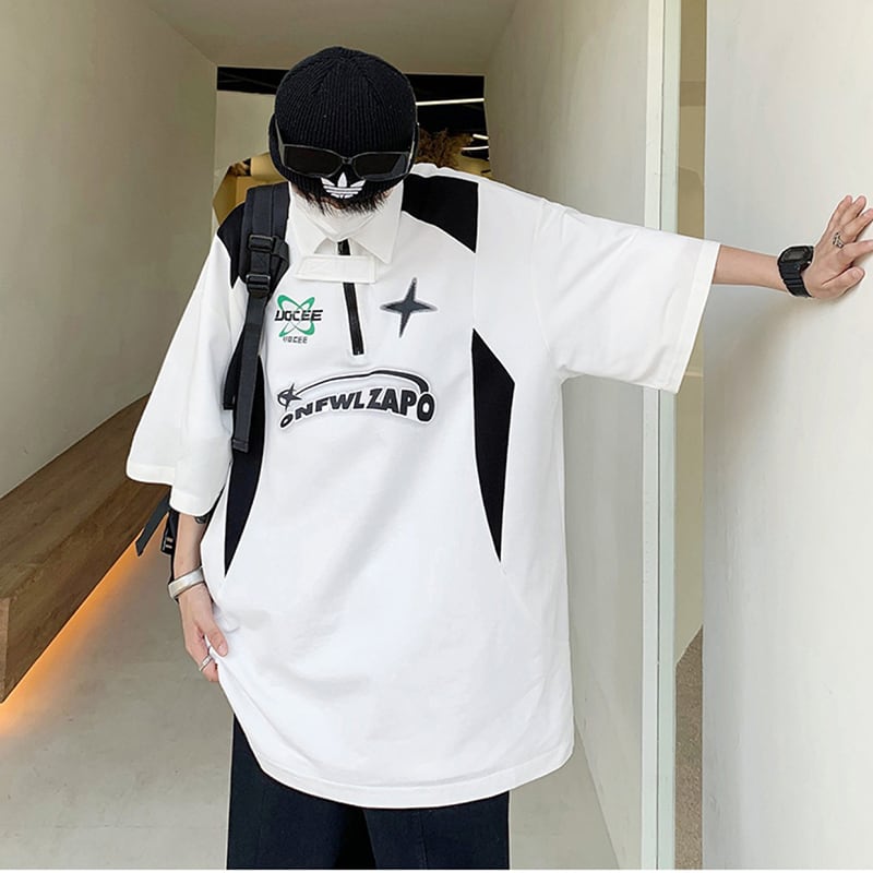 [NANSHI Series]★POLO Shirt★ 2color Tops Unisex Men's ML XL 2XL Black White