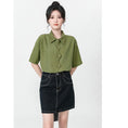 Load image into Gallery viewer, [WEIWU Series]★Shirt★ Tops Designed Women's Short Sleeve Fashion SML Green Green
