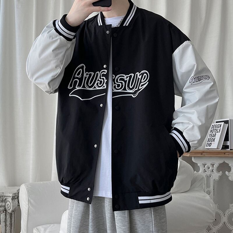 [HKHB Series]★Jacket★ 3color Stadium Jacket Outerwear Unisex Men's Large Size Black Green Beige