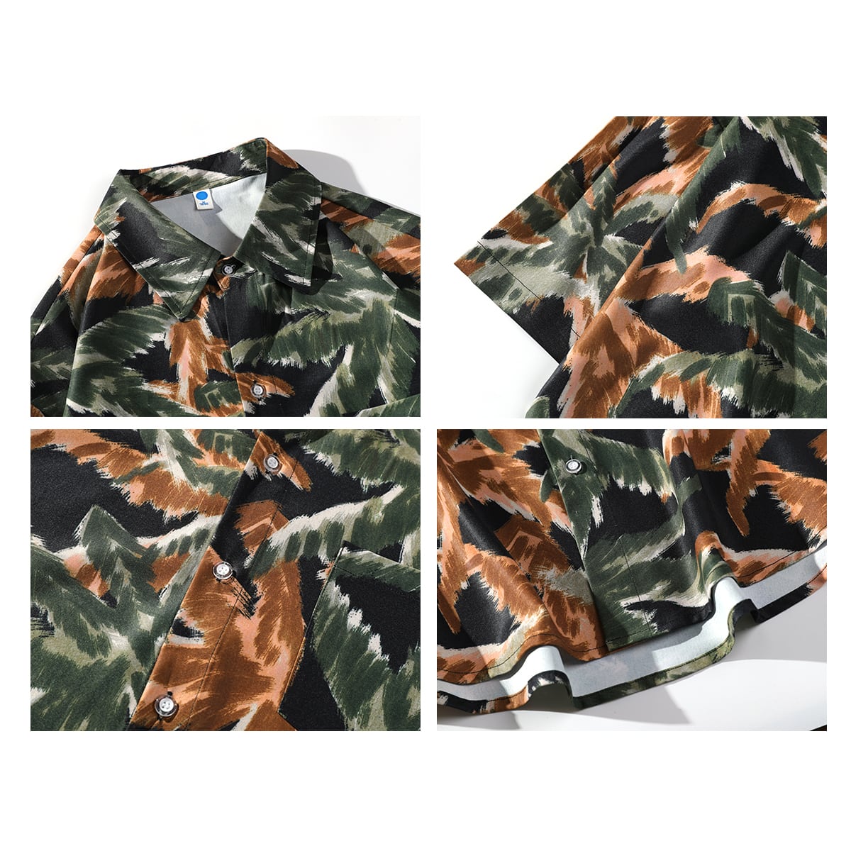 [Fujiiman Series] ★Tops★ Shirt 2color Unisex Men's Large Size Brown Blue Aloha Shirt