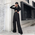 Load image into Gallery viewer, [Demon King Series]★Gaucho Pants★ Pants Bottoms Gaucho High Waist Long Length Plain Black Black Casual
