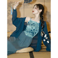 Load image into Gallery viewer, [YIYUN Series] ★Chinese style setup★ 2-piece set Happi coat + hanging dress Chinese clothes Blue Blue
