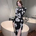 Load image into Gallery viewer, [NANA Series] ★China-style dress★ Improved cheongsam dress, sexy floral pattern, slit, long sleeves
