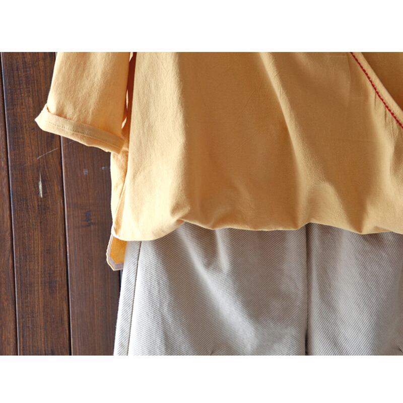 [Qing Series]★China style tops★ 3color Spring clothes Summer clothes Shirt Simple White Blue Yellow Easy to match