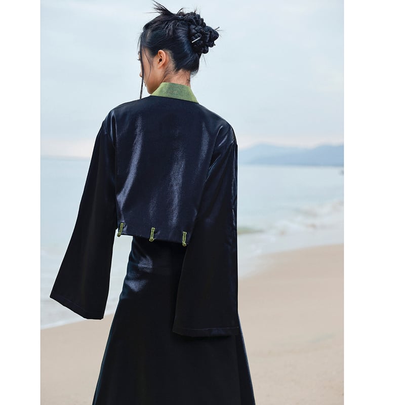 [Big Blue Dragon Series] ★China style coat★ 3 ways to wear Tops Black Black Color scheme Cool