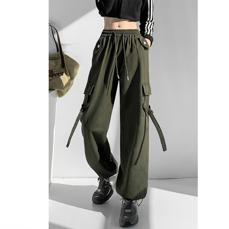 [Tomato Series]★Casual Pants★ 2color Bottoms Trousers Black Green Autumn Clothes Easy to Match