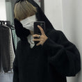 Load image into Gallery viewer, [Demon King Series]★Sweater★ 2color Black Gray Simple Knit Tops Parka V-neck Cute Black Gray
