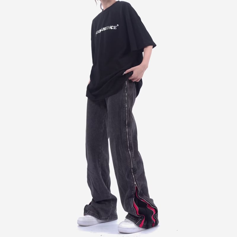 [Part One Series] ★Denim Pants★ Bottoms Pants Unisex Men's Large Size Switching Retro