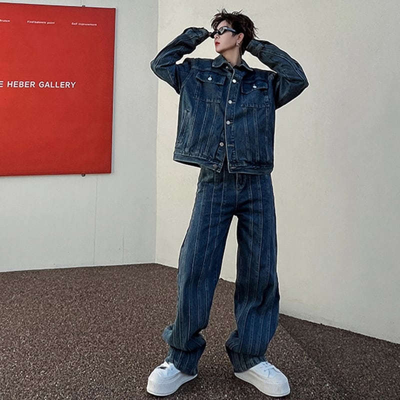 [Image Series]★Setup★ Jacket + Trousers 2-piece set Unisex Men's Denim Spring Clothes Stylish