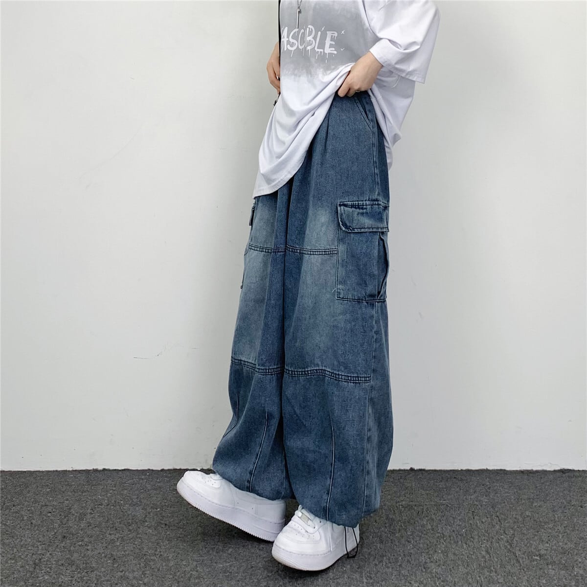 [MGJM Series]★Denim Pants★ 2color Pants Bottoms Unisex Men's Casual Street Blue Black