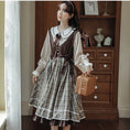 Load image into Gallery viewer, [DACHENGZI Series] ★Dress★ Fake Layered Dress Checkered Pattern Cute Retro S M L XL
