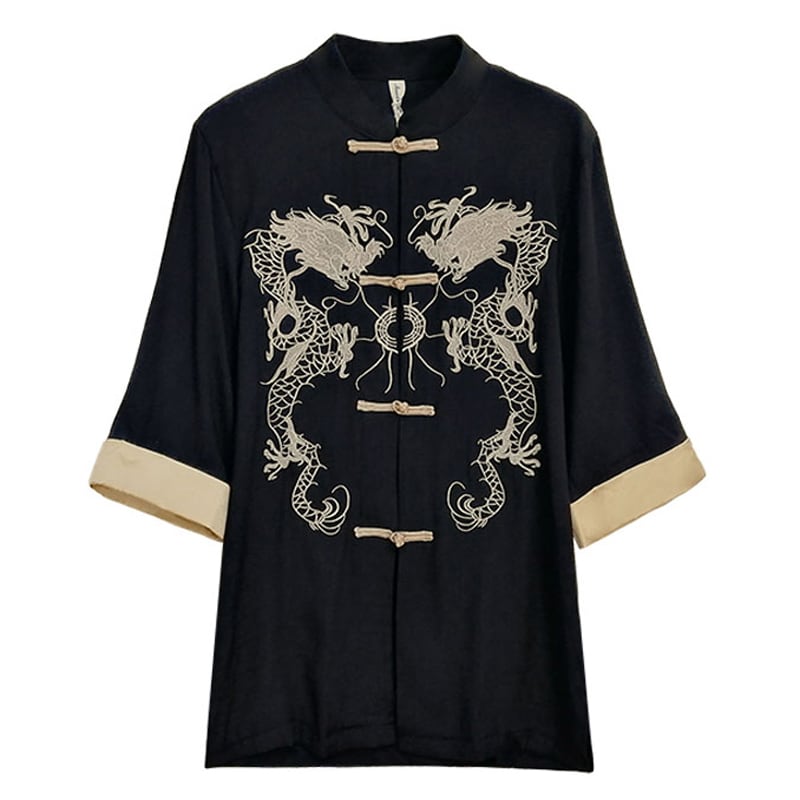 Chinese-style tops, outerwear, shirts, Chinese-style clothes, improved Tang clothes, everyday wear, black, black