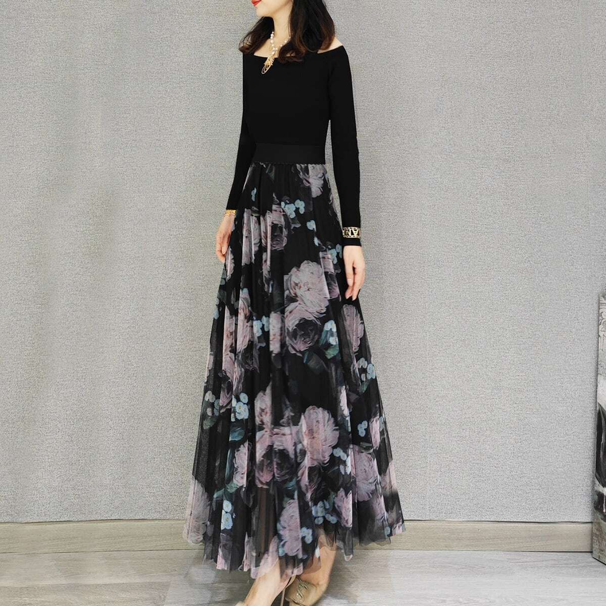 [HUANXIAOMO series] ★Floral pattern skirt★ 3 lengths available Bottoms Large size