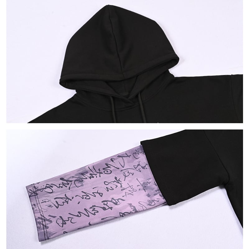 [Kokaisha---Shinkyo Series] ★China style hoodie★ Tops Faux layered letter pattern original black white