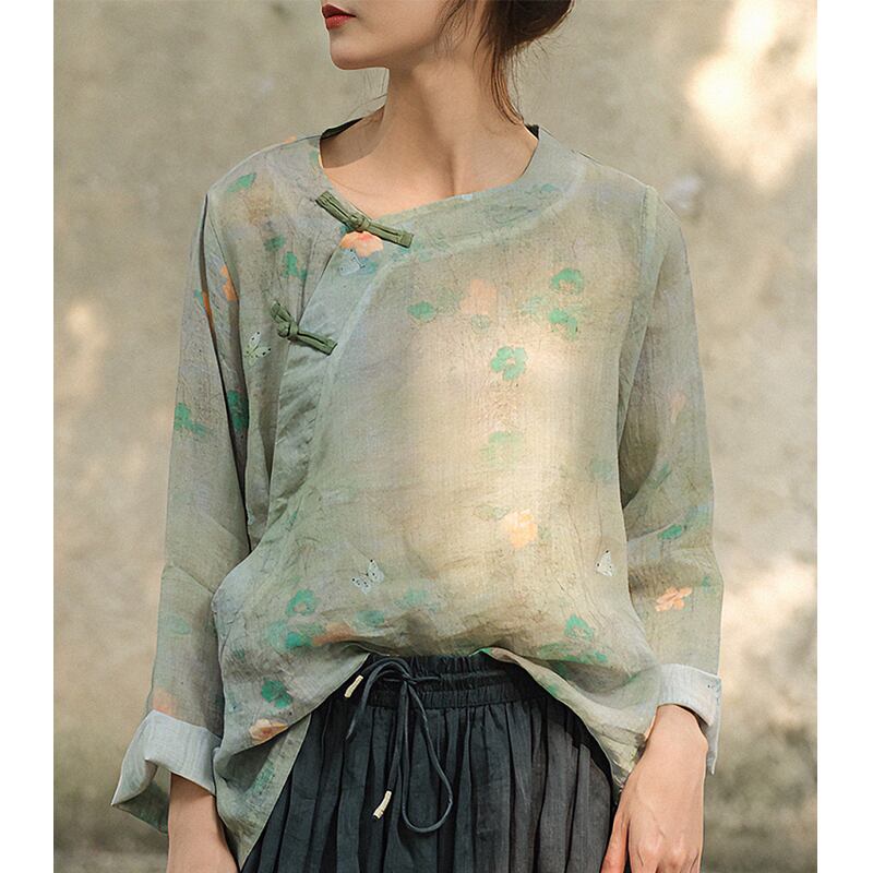 [MANMAN Series]★Chinese style shirt★ Tops, Chinese clothes, Tang clothes, floral pattern, retro, temperament-enhancing print