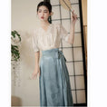 Load image into Gallery viewer, [QIYC Series] ★Chinese style shirt★ V-neck short sleeve tops, summer clothes, improves temperament, improved Hanfu, Hanfu tops, gives a gentle impression
