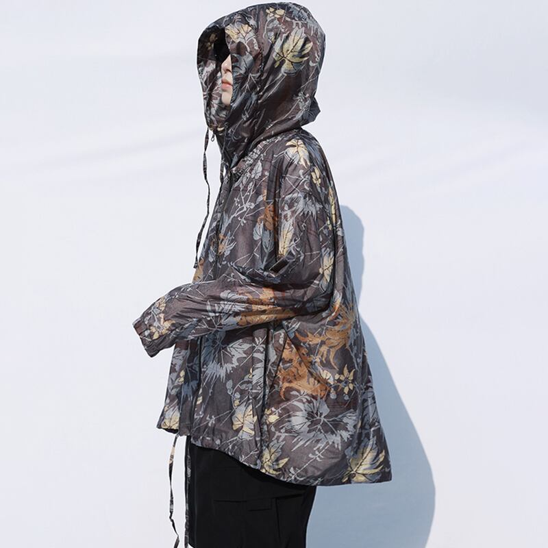 [SIN87 Series] ★UV protection★ UPF50+ Floral pattern Sun protection Cooling protection Thin outerwear Loose Fashion Unisex Men's